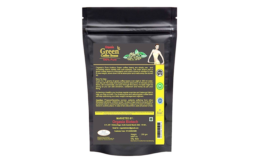 Orgasia Green Coffee Beans    Pack  200 grams